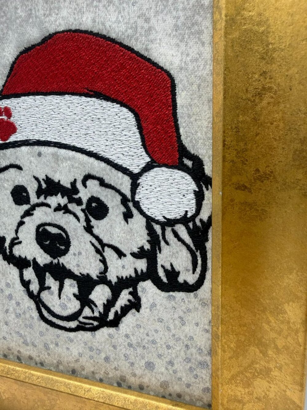 Homemade Dog In Santa Hat 5X7" Embroidery Art - Picture 3 of 5